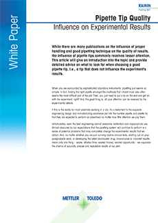 Livre blanc sur la qualité des cônes de pipette et leur influence sur les résultats d'expérience