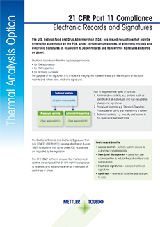 Datasheet: STARe Software Option 21 CFR 11 Compliance