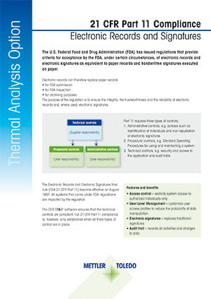 Datasheet: STARe Software Option 21 CFR 11 Compliance