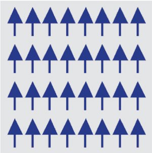 Figure 1. The arrangement of electron spins in a ferromagnetic material below the Curie point.