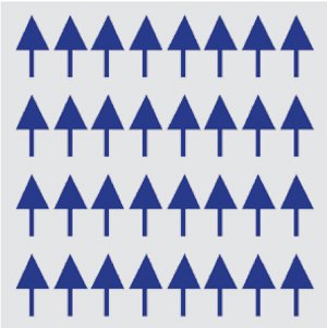 Figure 1. The arrangement of electron spins in a ferromagnetic material below the Curie point.