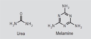 図1： 尿素とメラミンの構造式