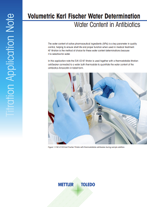 Water Content Determination in Antibiotics by Volumetric KF Titration
