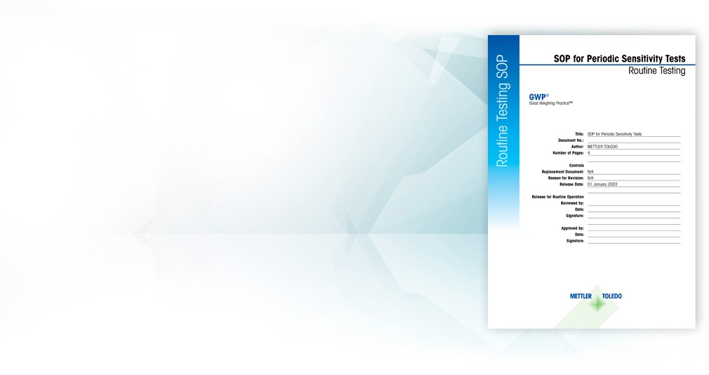 Standard Operating Procedures for balance testing of sensitivity, repeatability and eccentricity 