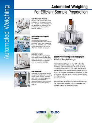 Sample Changer for XPR Automatic Balance Datasheet