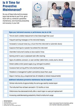 Checklist: Preventive Maintenance of Balances and Scales